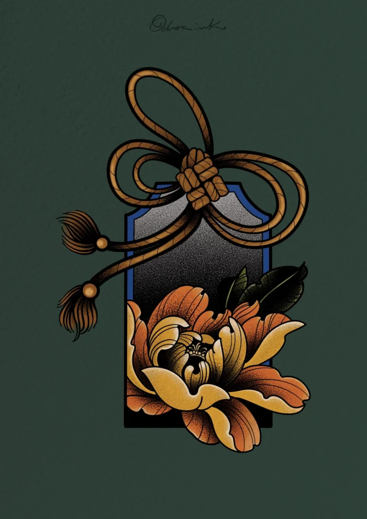 tatuaje amuleto omamori flor peonia
