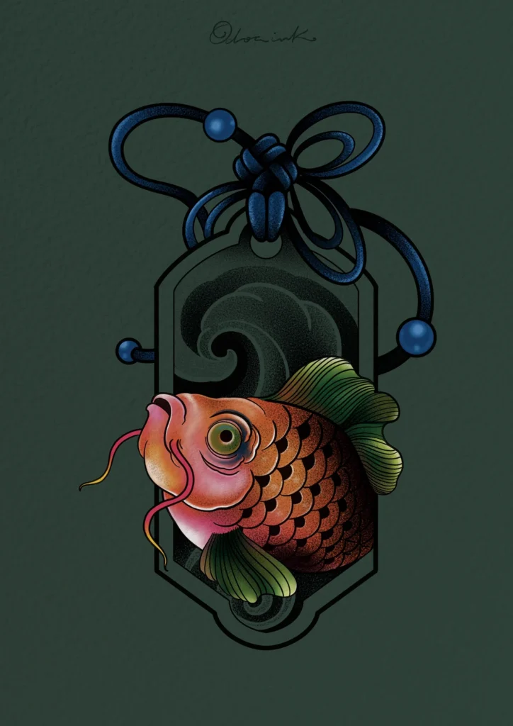tatuaje amuleto omamori pez koi