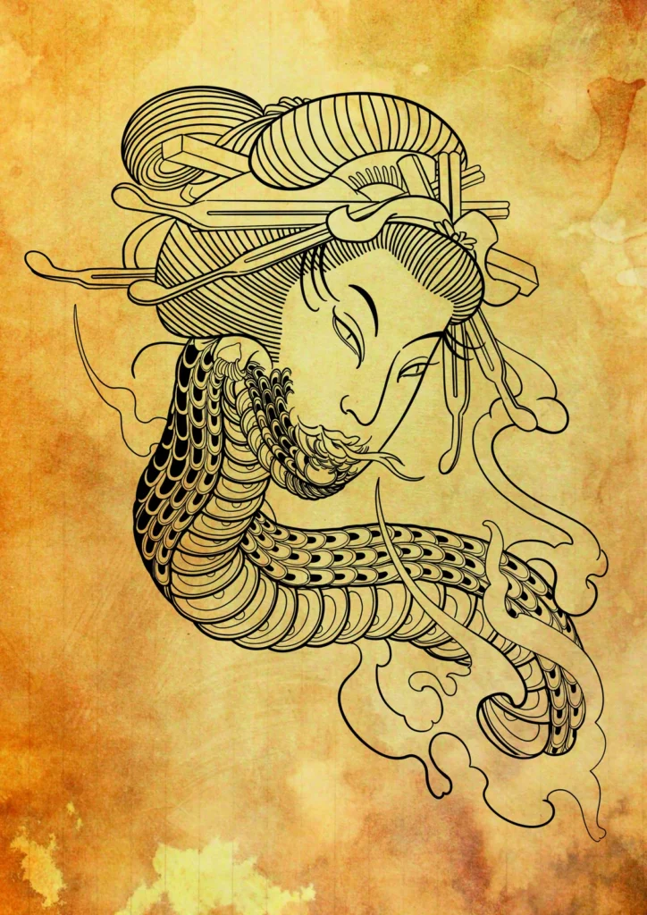 tatuaje geisha pez koi sirena japonesa